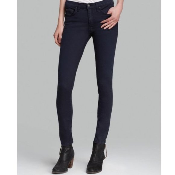 rag & bone Pants - Rag & Bone "The Legging" Sateen Skinny Jeans Navy